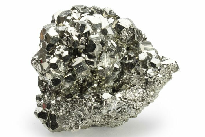 Gleaming, Striated Pyrite Crystal Cluster - Peru #225968